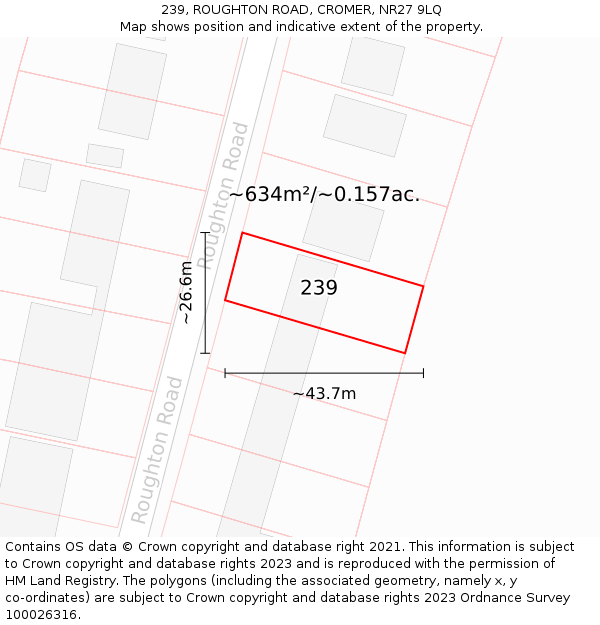 239, ROUGHTON ROAD, CROMER, NR27 9LQ: Plot and title map