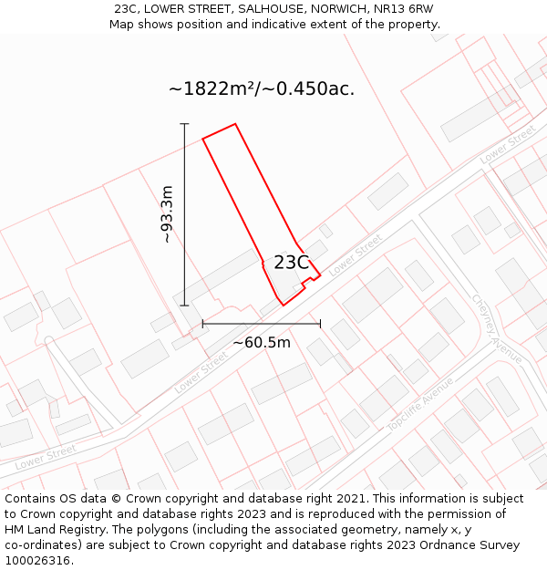 23C, LOWER STREET, SALHOUSE, NORWICH, NR13 6RW: Plot and title map