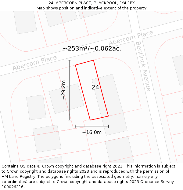 24, ABERCORN PLACE, BLACKPOOL, FY4 1RX: Plot and title map