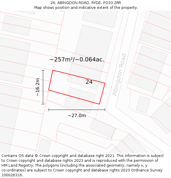 24, ABINGDON ROAD, RYDE, PO33 2RR: Plot and title map