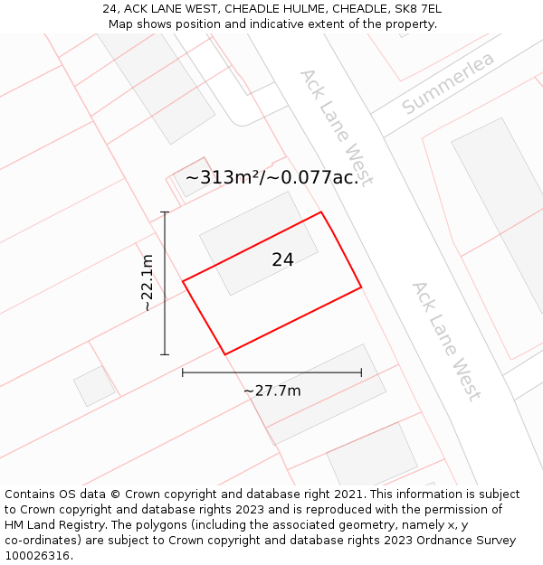 24, ACK LANE WEST, CHEADLE HULME, CHEADLE, SK8 7EL: Plot and title map