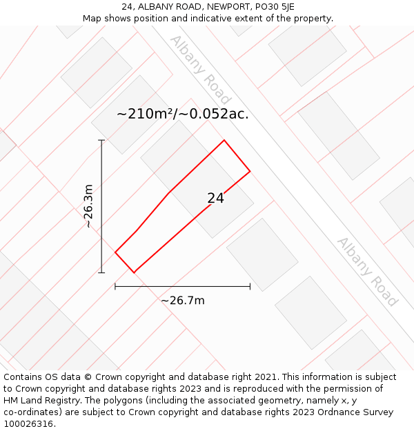 24, ALBANY ROAD, NEWPORT, PO30 5JE: Plot and title map