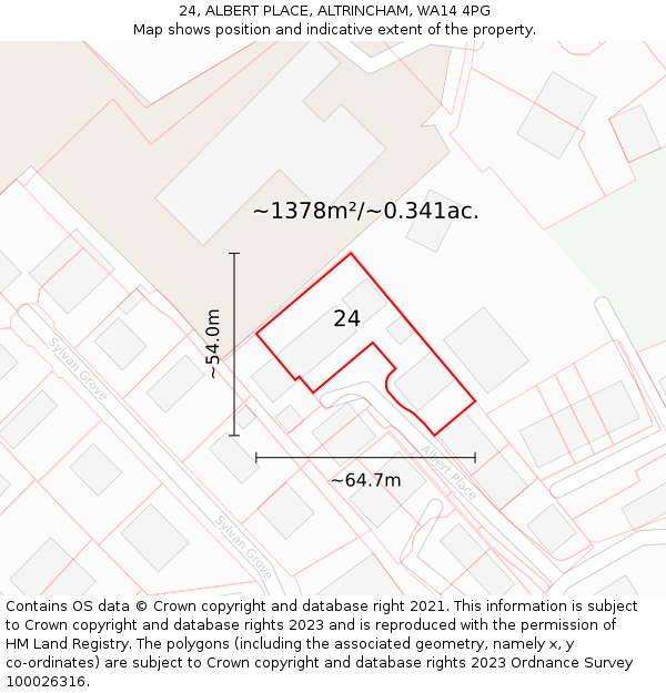 24, ALBERT PLACE, ALTRINCHAM, WA14 4PG: Plot and title map