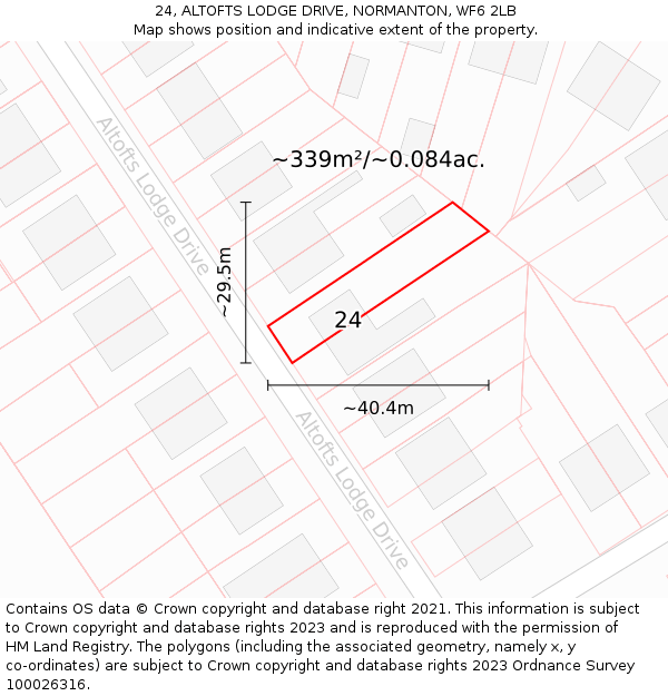 24, ALTOFTS LODGE DRIVE, NORMANTON, WF6 2LB: Plot and title map