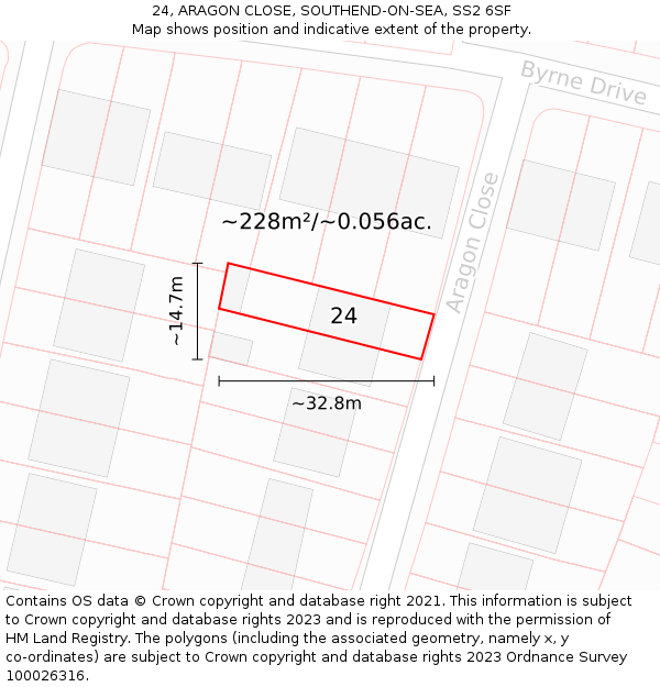 24, ARAGON CLOSE, SOUTHEND-ON-SEA, SS2 6SF: Plot and title map