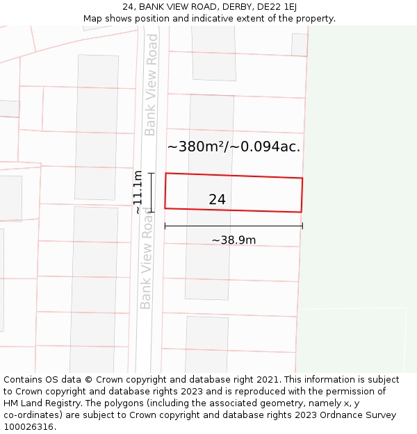 24, BANK VIEW ROAD, DERBY, DE22 1EJ: Plot and title map