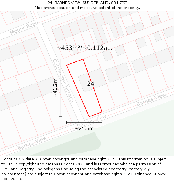 24, BARNES VIEW, SUNDERLAND, SR4 7PZ: Plot and title map