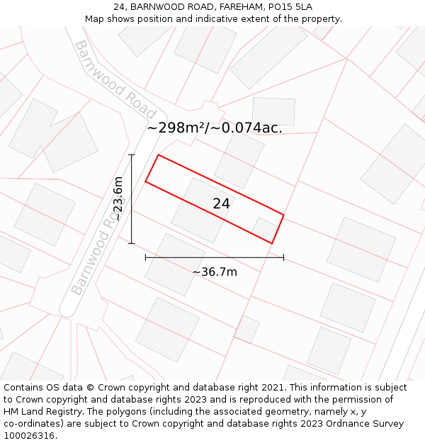 24, BARNWOOD ROAD, FAREHAM, PO15 5LA: Plot and title map