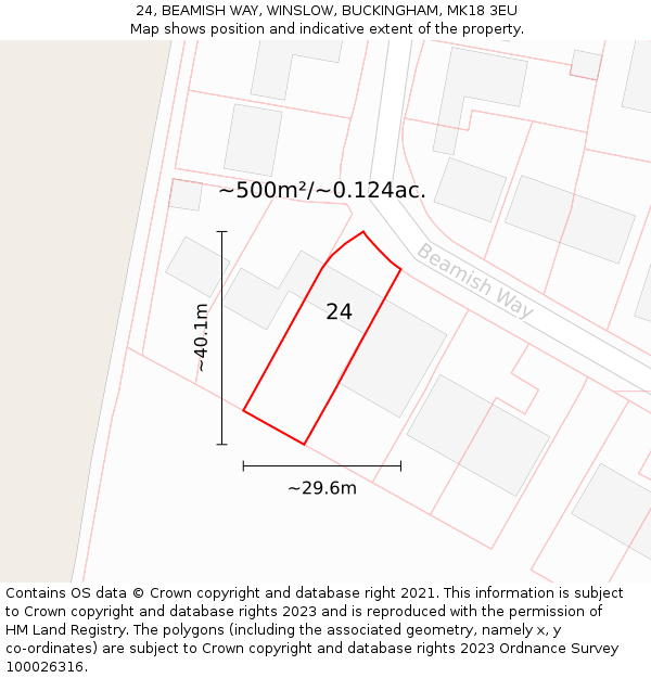 24, BEAMISH WAY, WINSLOW, BUCKINGHAM, MK18 3EU: Plot and title map