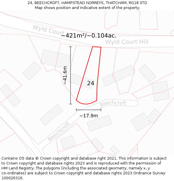 24, BEECHCROFT, HAMPSTEAD NORREYS, THATCHAM, RG18 0TG: Plot and title map