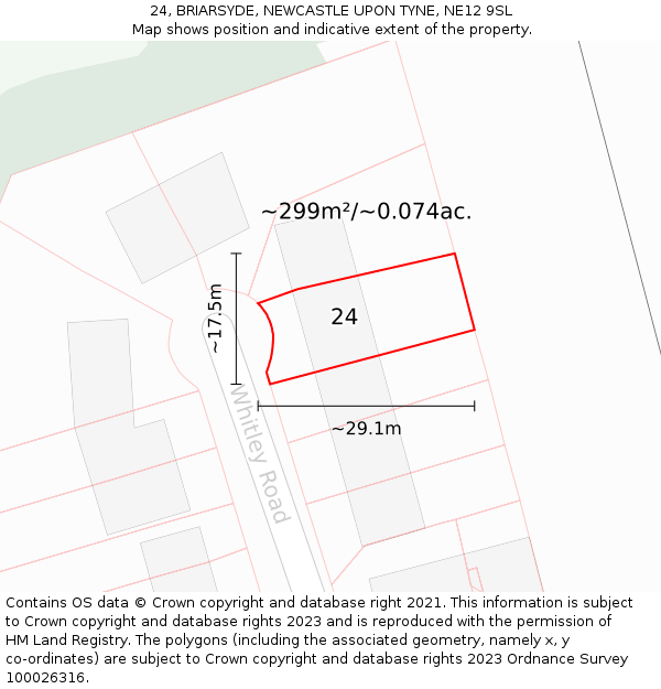 24, BRIARSYDE, NEWCASTLE UPON TYNE, NE12 9SL: Plot and title map