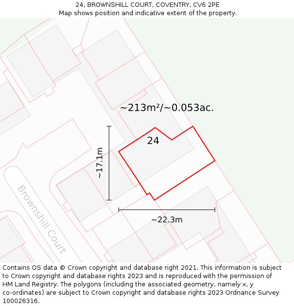 24, BROWNSHILL COURT, COVENTRY, CV6 2PE: Plot and title map