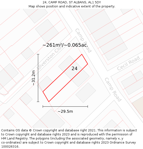 24, CAMP ROAD, ST ALBANS, AL1 5DY: Plot and title map