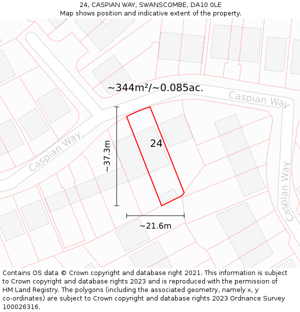 24, CASPIAN WAY, SWANSCOMBE, DA10 0LE: Plot and title map