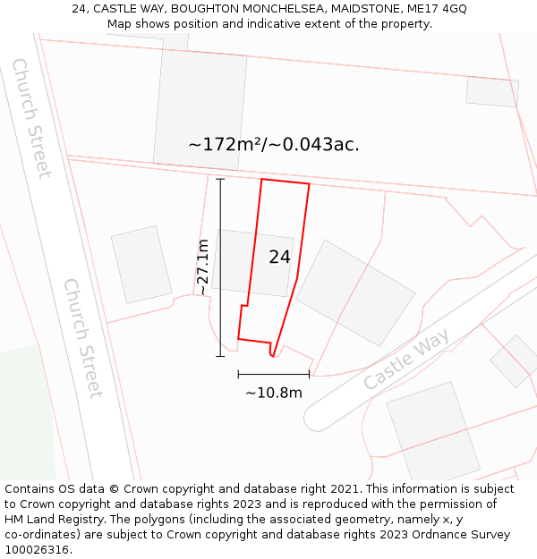 24, CASTLE WAY, BOUGHTON MONCHELSEA, MAIDSTONE, ME17 4GQ: Plot and title map