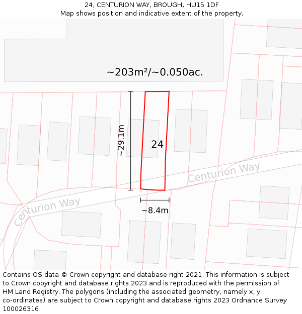 24, CENTURION WAY, BROUGH, HU15 1DF: Plot and title map