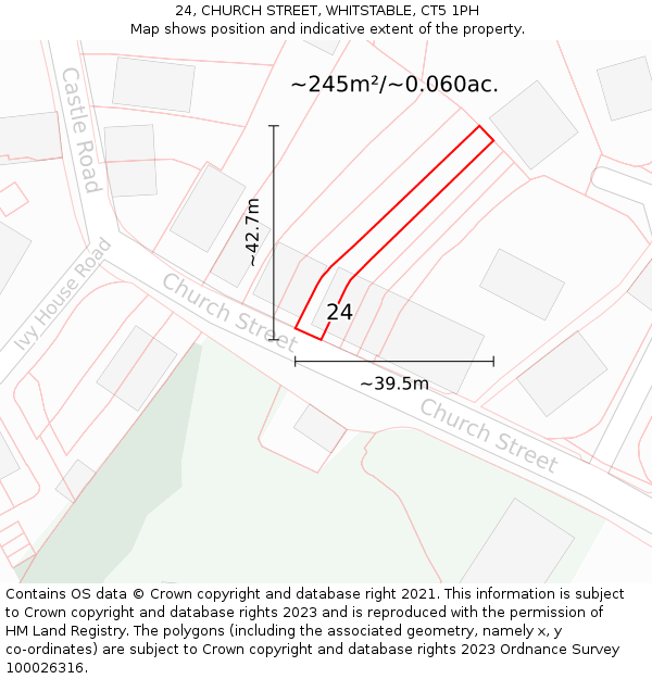 24, CHURCH STREET, WHITSTABLE, CT5 1PH: Plot and title map