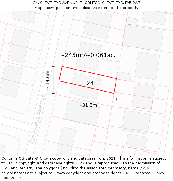 24, CLEVELEYS AVENUE, THORNTON-CLEVELEYS, FY5 2AZ: Plot and title map