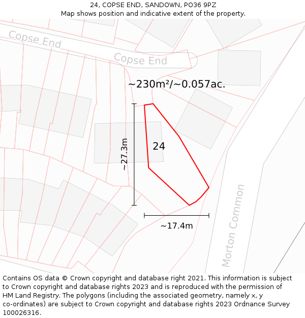 24, COPSE END, SANDOWN, PO36 9PZ: Plot and title map