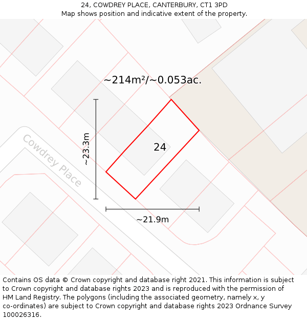 24, COWDREY PLACE, CANTERBURY, CT1 3PD: Plot and title map