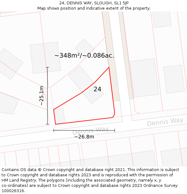 24, DENNIS WAY, SLOUGH, SL1 5JP: Plot and title map