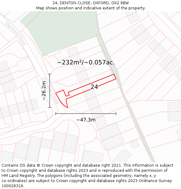 24, DENTON CLOSE, OXFORD, OX2 9BW: Plot and title map