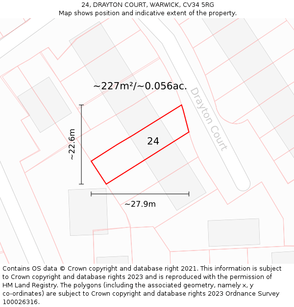 24, DRAYTON COURT, WARWICK, CV34 5RG: Plot and title map