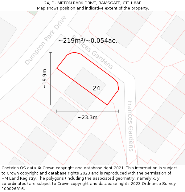 24, DUMPTON PARK DRIVE, RAMSGATE, CT11 8AE: Plot and title map