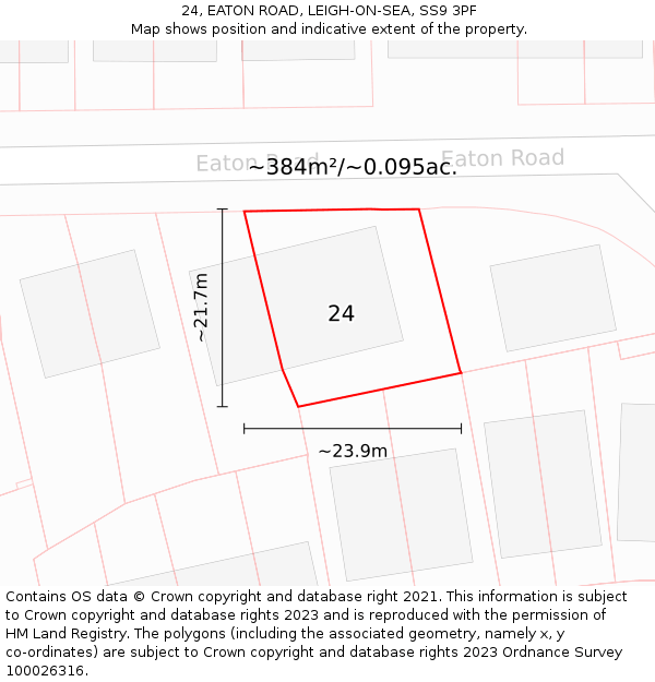 24, EATON ROAD, LEIGH-ON-SEA, SS9 3PF: Plot and title map