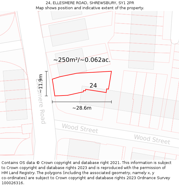 24, ELLESMERE ROAD, SHREWSBURY, SY1 2PR: Plot and title map