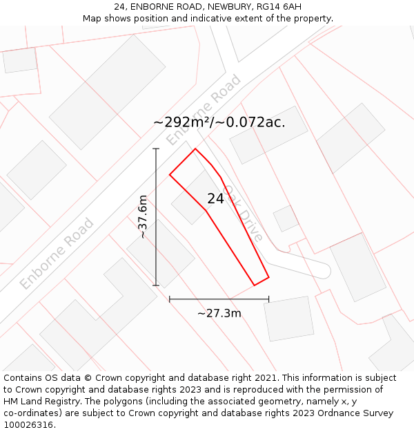 24, ENBORNE ROAD, NEWBURY, RG14 6AH: Plot and title map