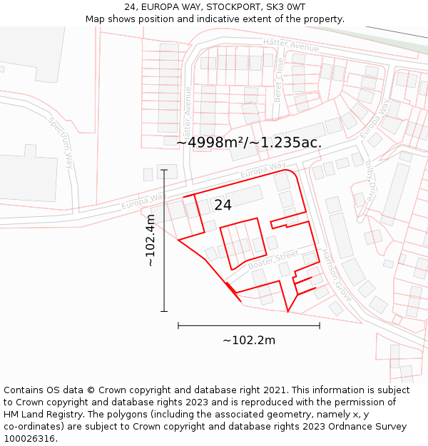 24, EUROPA WAY, STOCKPORT, SK3 0WT: Plot and title map