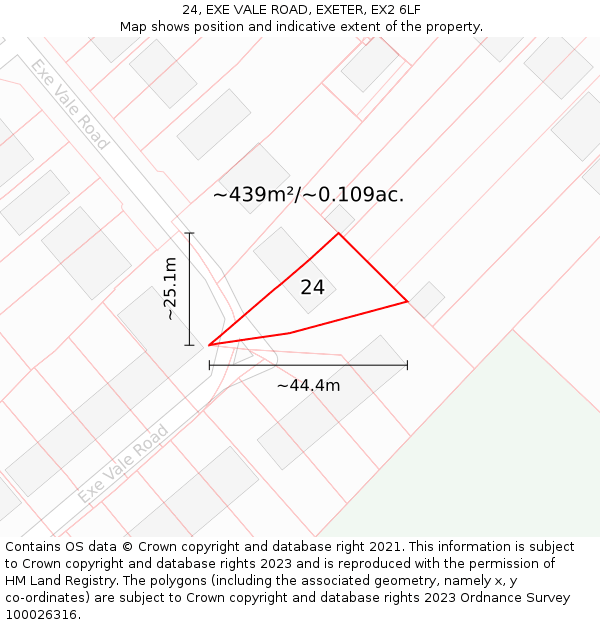 24, EXE VALE ROAD, EXETER, EX2 6LF: Plot and title map