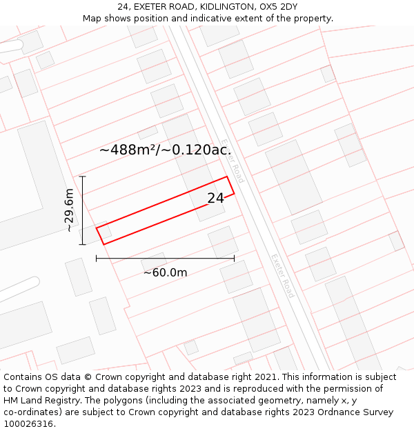 24, EXETER ROAD, KIDLINGTON, OX5 2DY: Plot and title map