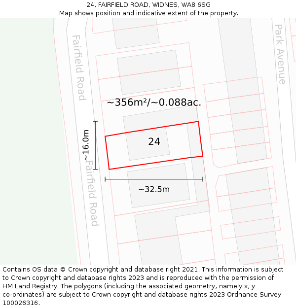 24, FAIRFIELD ROAD, WIDNES, WA8 6SG: Plot and title map