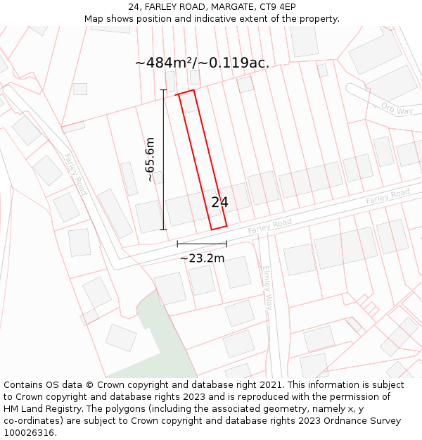 24, FARLEY ROAD, MARGATE, CT9 4EP: Plot and title map