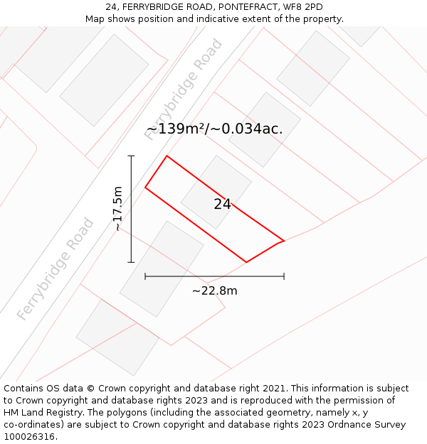 24, FERRYBRIDGE ROAD, PONTEFRACT, WF8 2PD: Plot and title map