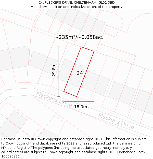 24, FLECKERS DRIVE, CHELTENHAM, GL51 3BD: Plot and title map