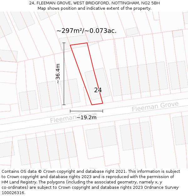 24, FLEEMAN GROVE, WEST BRIDGFORD, NOTTINGHAM, NG2 5BH: Plot and title map