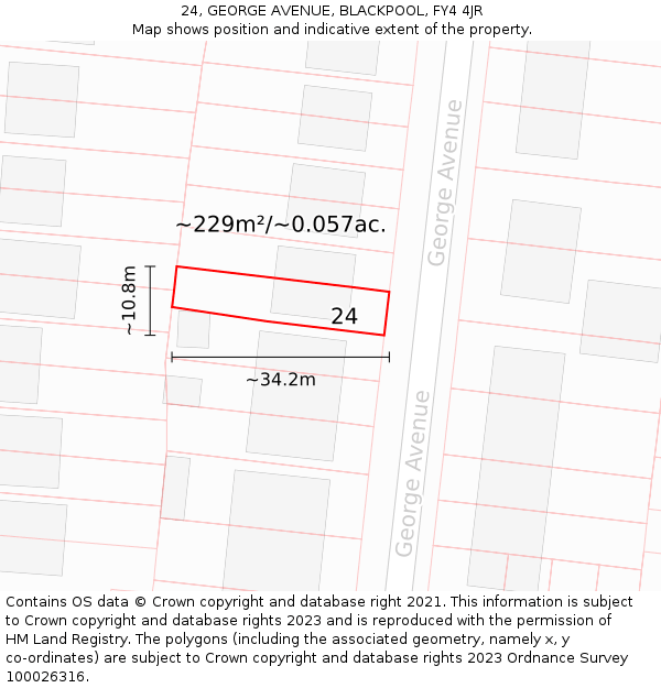 24, GEORGE AVENUE, BLACKPOOL, FY4 4JR: Plot and title map