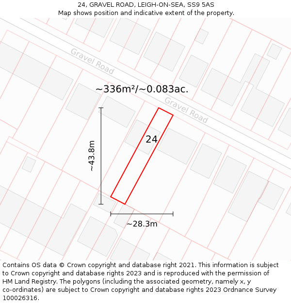 24, GRAVEL ROAD, LEIGH-ON-SEA, SS9 5AS: Plot and title map