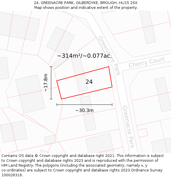 24, GREENACRE PARK, GILBERDYKE, BROUGH, HU15 2SX: Plot and title map