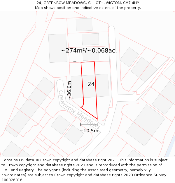 24, GREENROW MEADOWS, SILLOTH, WIGTON, CA7 4HY: Plot and title map