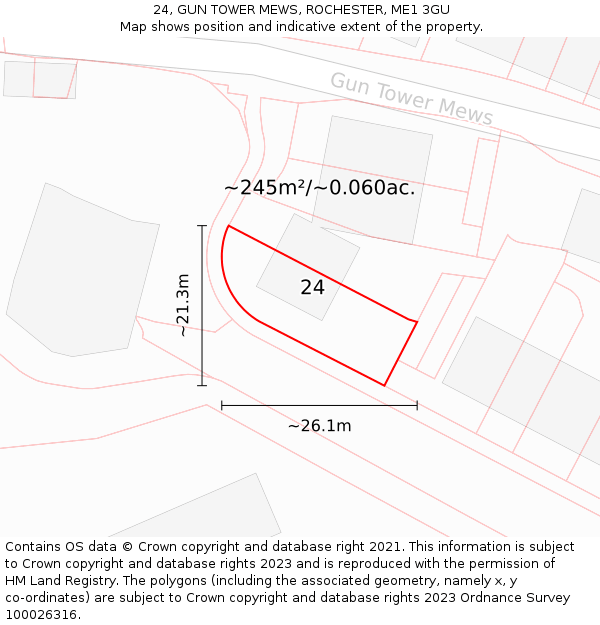 24, GUN TOWER MEWS, ROCHESTER, ME1 3GU: Plot and title map
