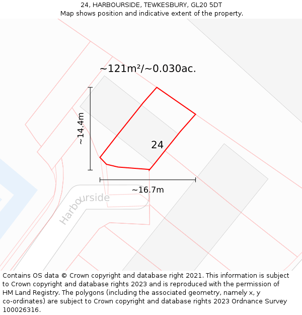 24, HARBOURSIDE, TEWKESBURY, GL20 5DT: Plot and title map