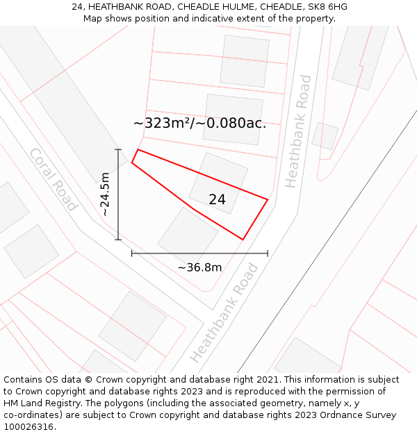 24, HEATHBANK ROAD, CHEADLE HULME, CHEADLE, SK8 6HG: Plot and title map