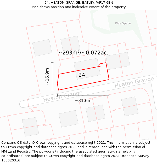 24, HEATON GRANGE, BATLEY, WF17 6EN: Plot and title map