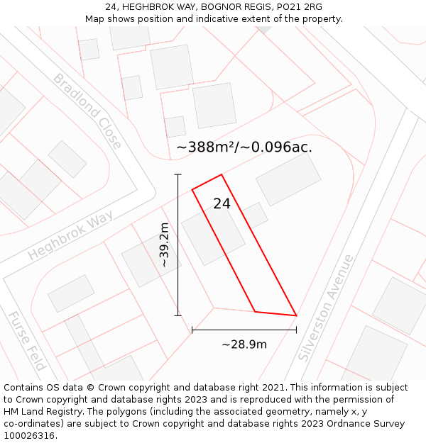 24, HEGHBROK WAY, BOGNOR REGIS, PO21 2RG: Plot and title map