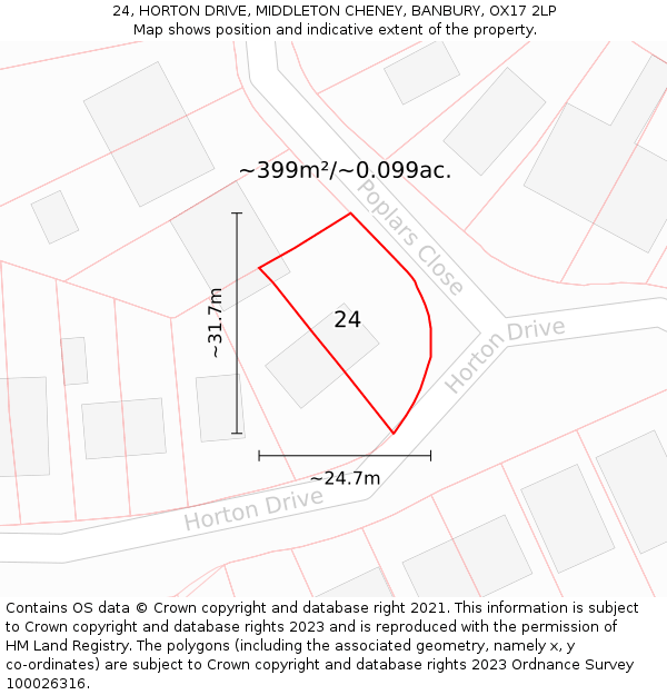 24, HORTON DRIVE, MIDDLETON CHENEY, BANBURY, OX17 2LP: Plot and title map