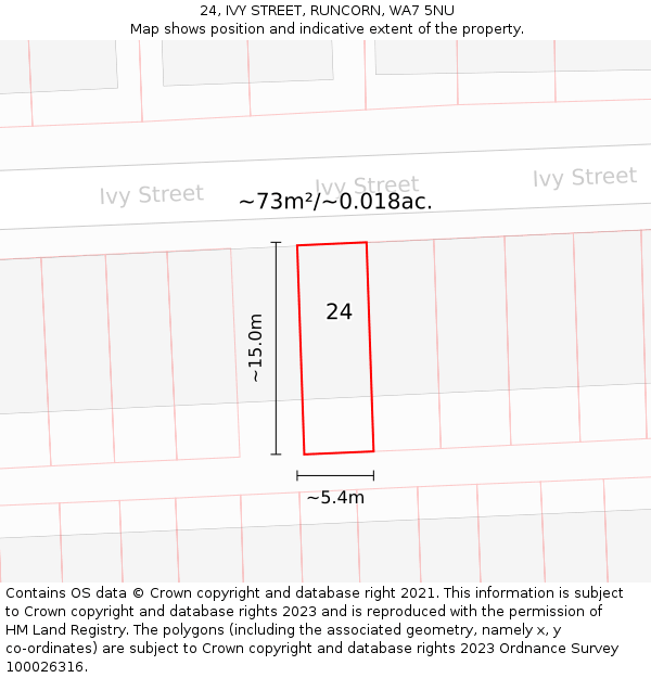 24, IVY STREET, RUNCORN, WA7 5NU: Plot and title map